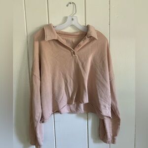 Aerie Fleece cropped polo shirt